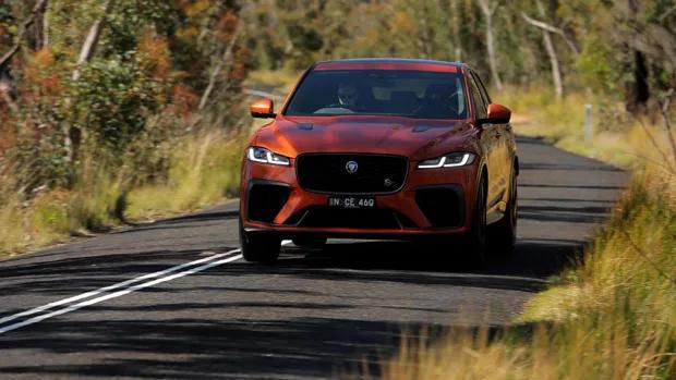 2021 Jaguar F-Pace SVR Exterior SUV orange exterior front 3/4 1