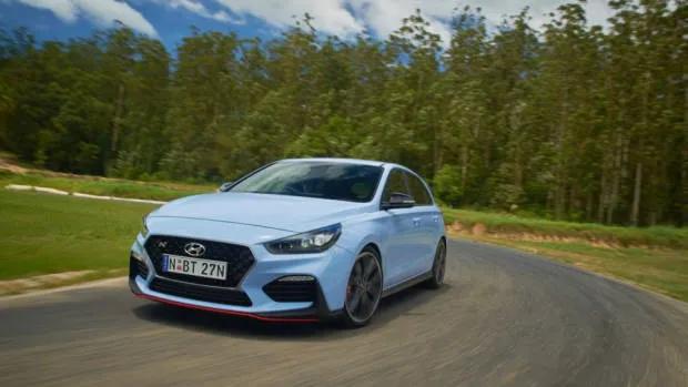 2018 Hyundai i30 N Performance Pack on Track Performance Blue Cornering