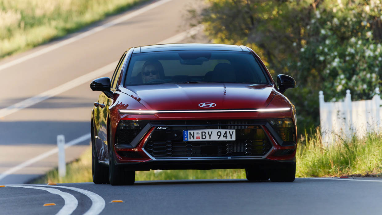 2024 Hyundai Sonata N-Line front angle driving shot 2