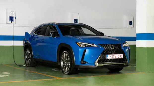 2021 Lexus UX300e charging in garage