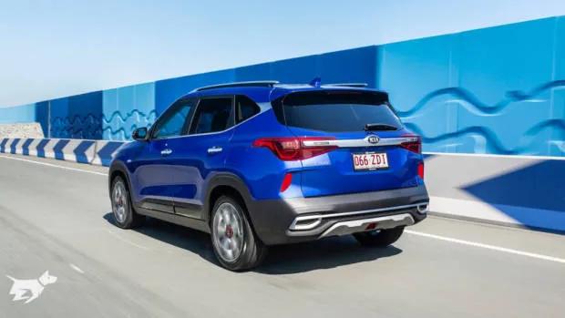 The 2020 Kia Seltos GT-Line cruising on the highway