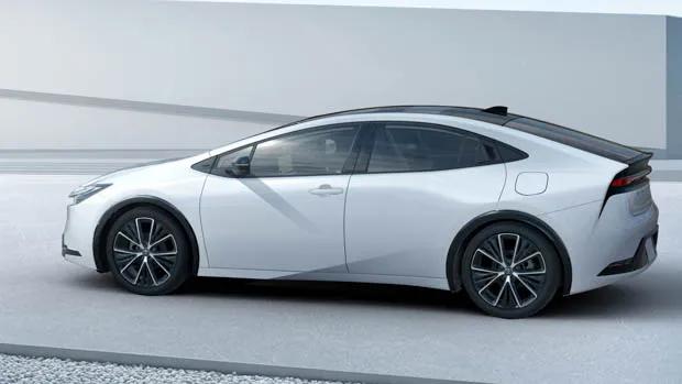 Toyota Prius 2023 white car side angle 2