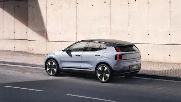 2023 Volvo EX30 rear 3/4 static on road