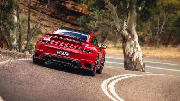 Porsche 911 Turbo 2022 rear 3/4 driving