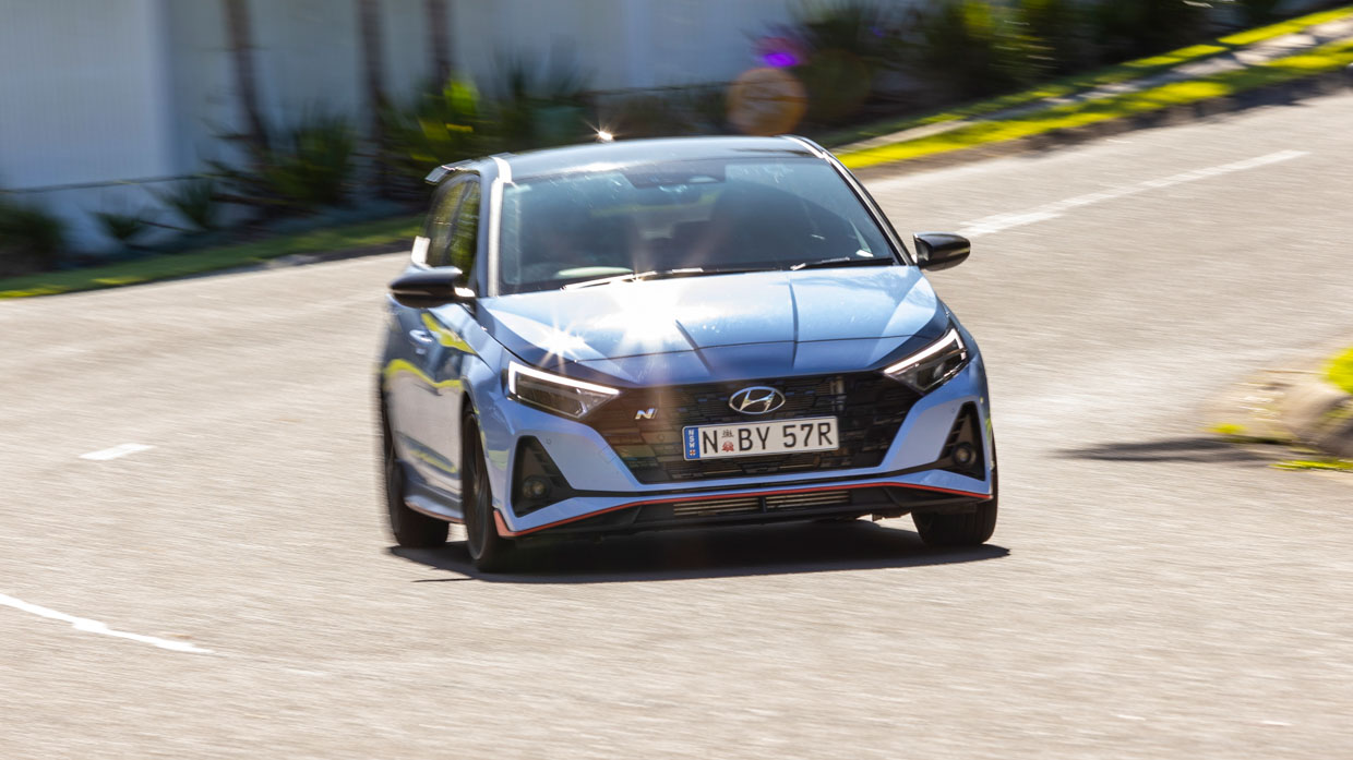 Hyundai i20N 2023 hill climb front 3/4