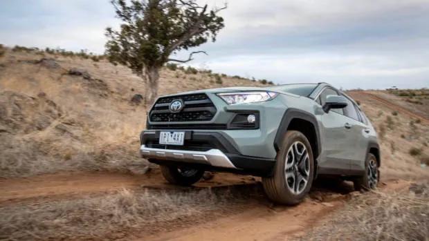 A 2019 Toyota RAV4 SUV in khaki
