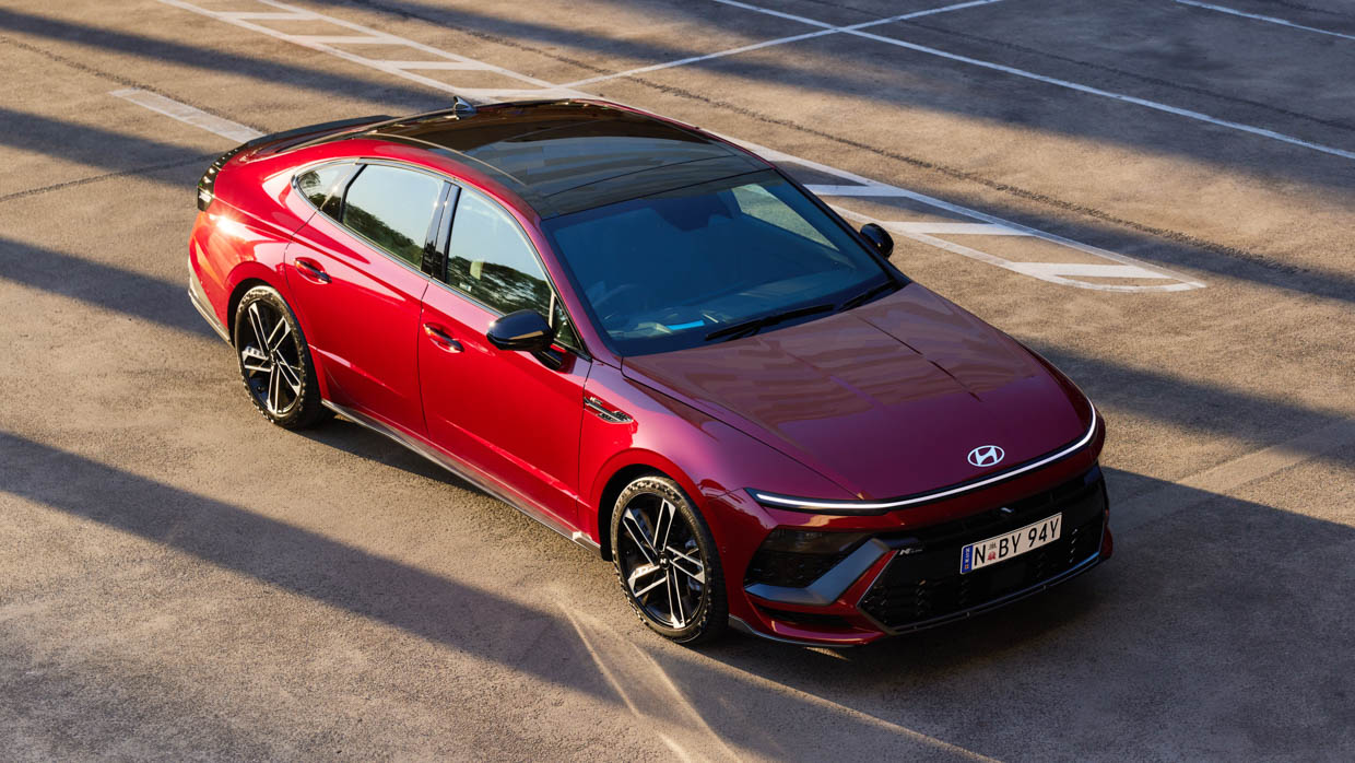 2024 Hyundai Sonata N-Line top down front 3/4 shot