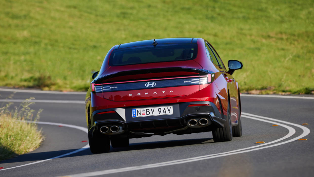 2024 Hyundai Sonata N-Line rear angle driving shot