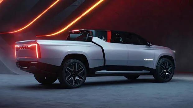 Ram 1500 Revolution BEV 2023 rear 3/4 shot